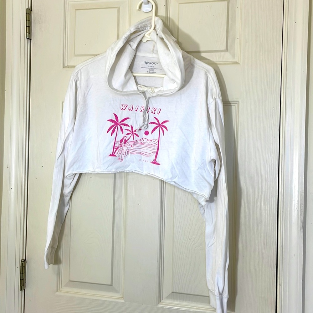 CCO PRICE DROP 🔥🔥 White Cropped Beach Hoodie Size Large